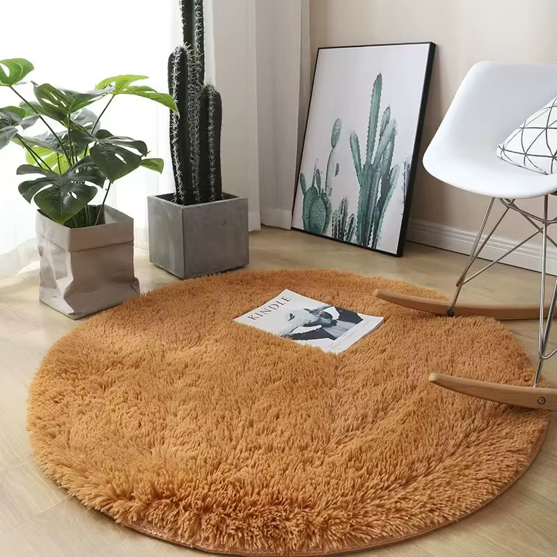 Plush round Carpet Living Room Decoration Super Soft Bedroom Fluffy White Carpet