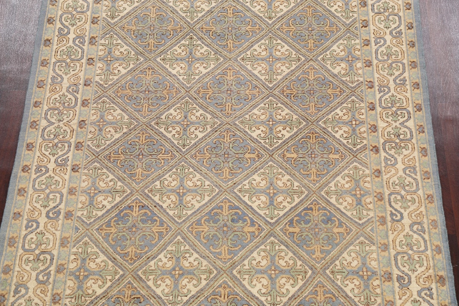 All-Over Geometric Khotan Oriental Area Rug Vegetable Dye Hand-knotted Wool 6×8