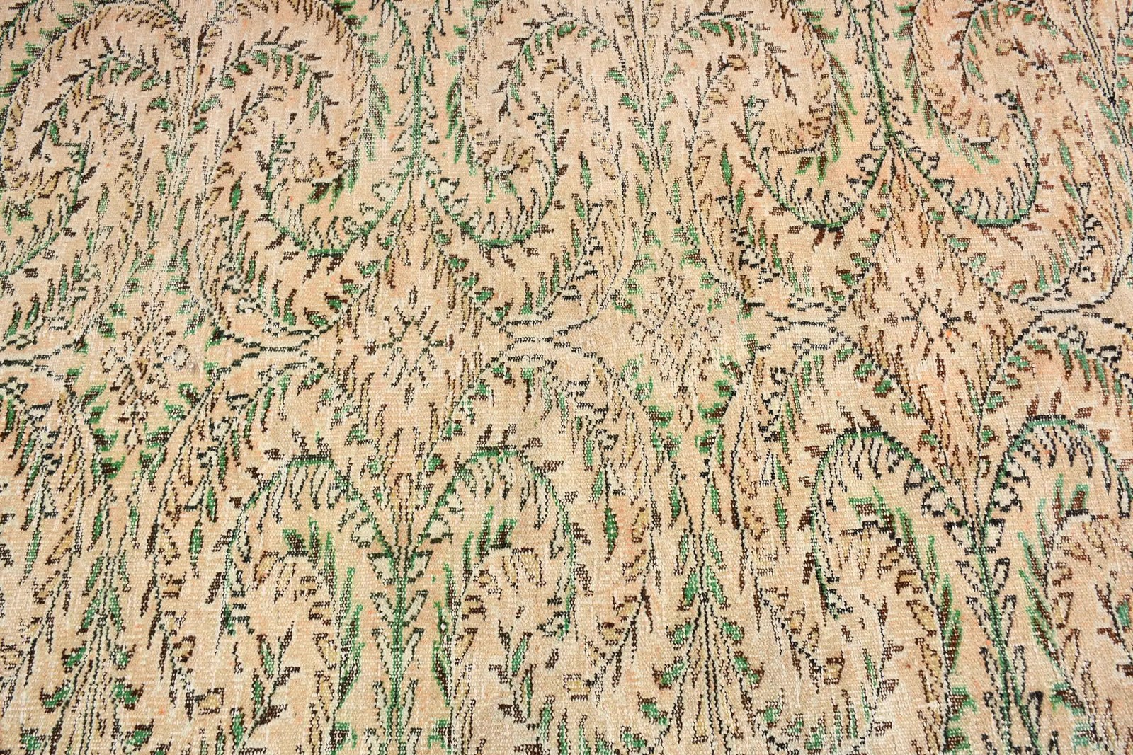 Vintage Turkish Rug, 4,3×7,4 ft Area Rug, Green Brown Patchwork Rug