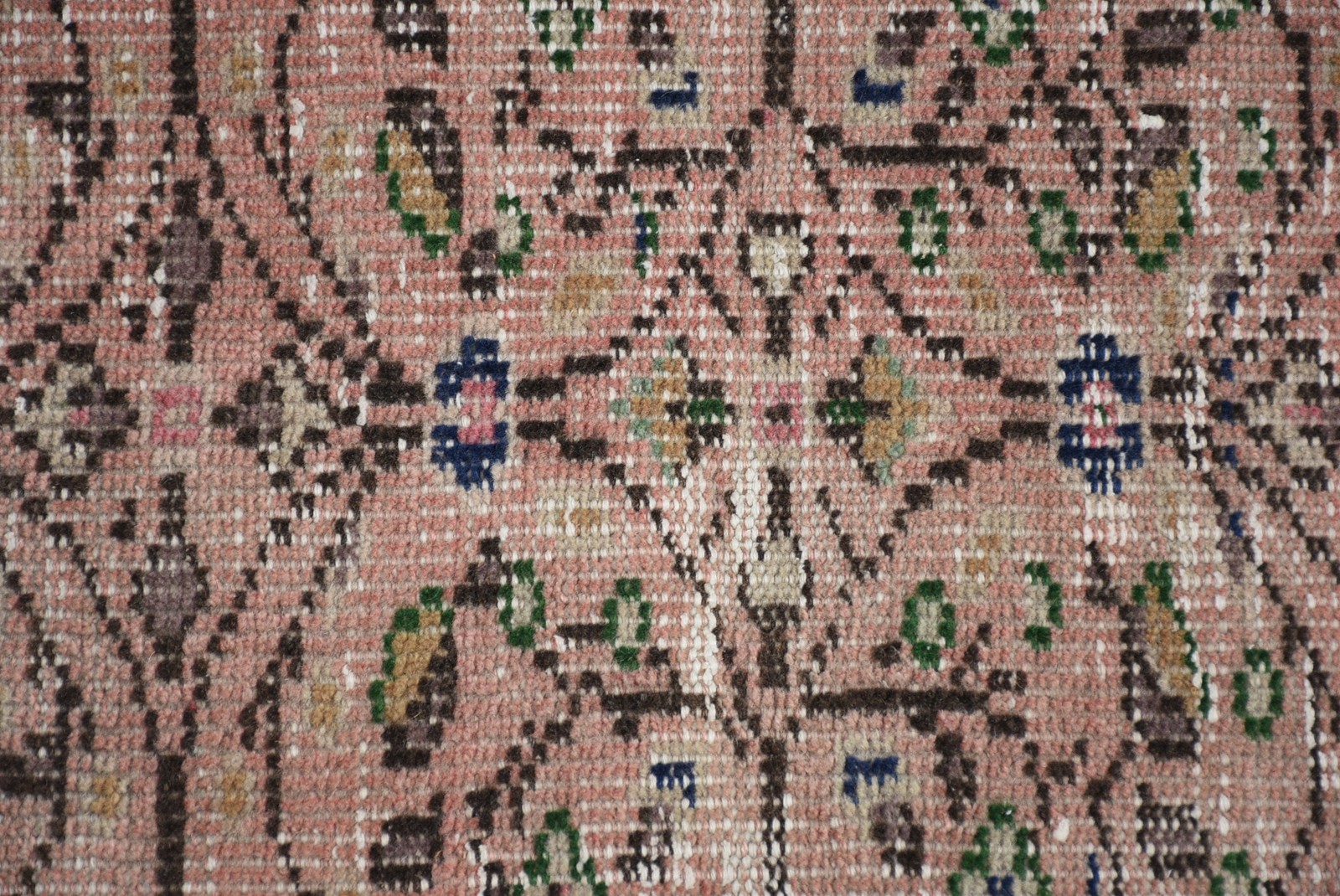 4,6×9,3 ft Turkish Rug, Pink Plants & trees Vintage Wool Rug