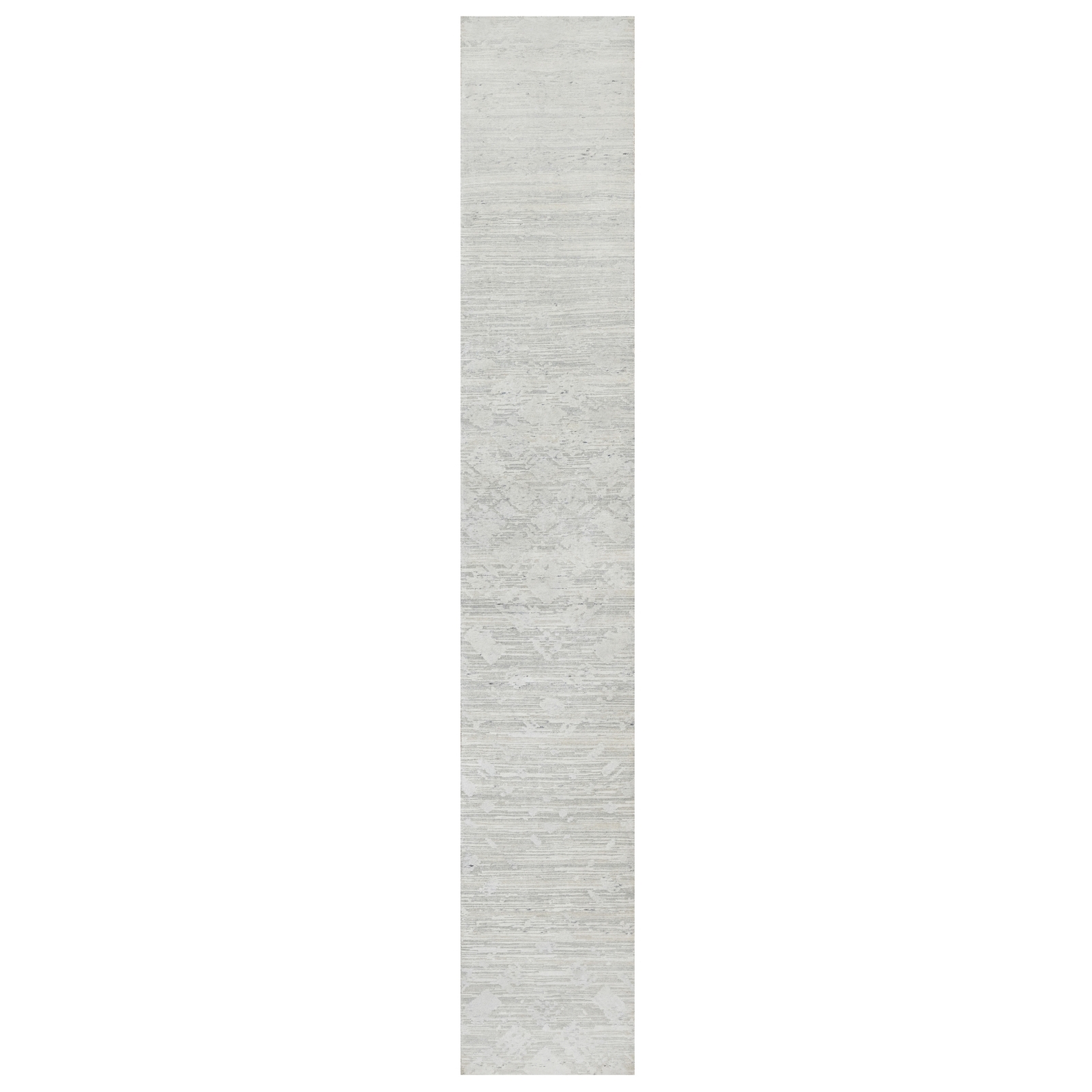 2’6″ x 15’9″ Gray Undyed Natural Wool Hand Knotted Modern XL Runner Rug R90845