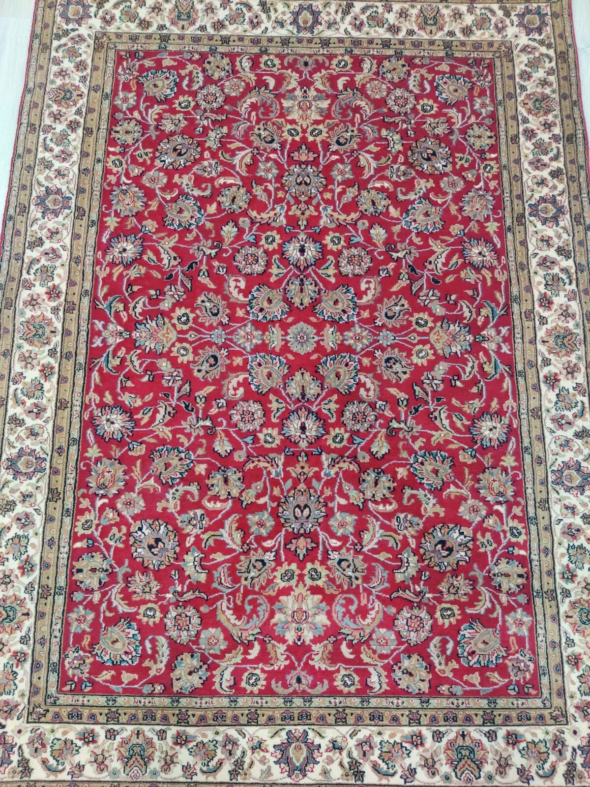 Vintage Hand Knotted Area Rug 100% Wool Red Traditional Oriental Floral Rug 6×8