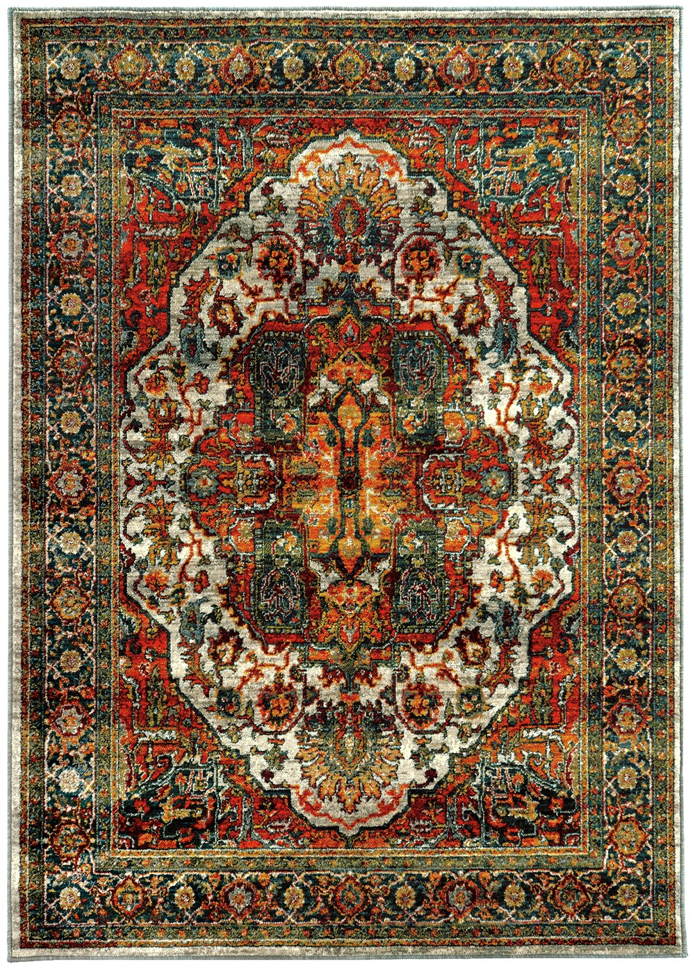 Red Swirls Vines Lines Circles Medallion Area Rug 6382B – Aprx 5′ 3″ x 7′ 6″