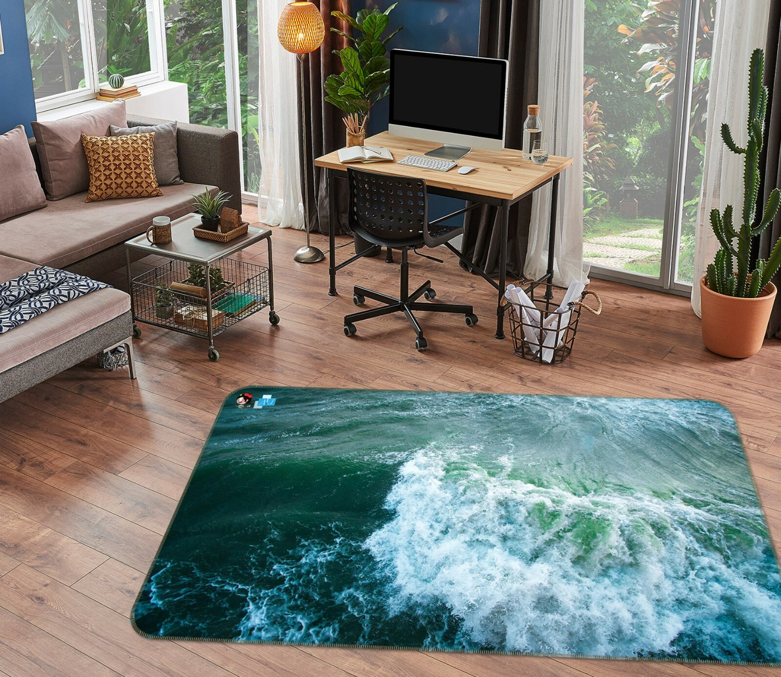 3D Blue Ocean Waves ZHUA1143 Game Non Slip Rug Mat Photo Carpet Amy