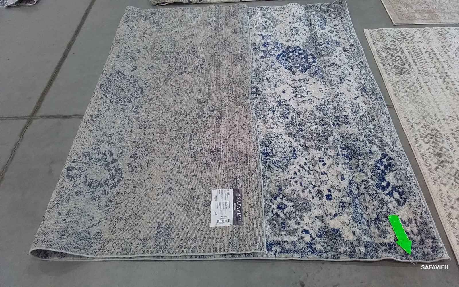 WHITE / ROYAL BLUE 6′-7″ x 9′-2″ Damaged Rug, Reduced Price 1172779895 MAD611C-6