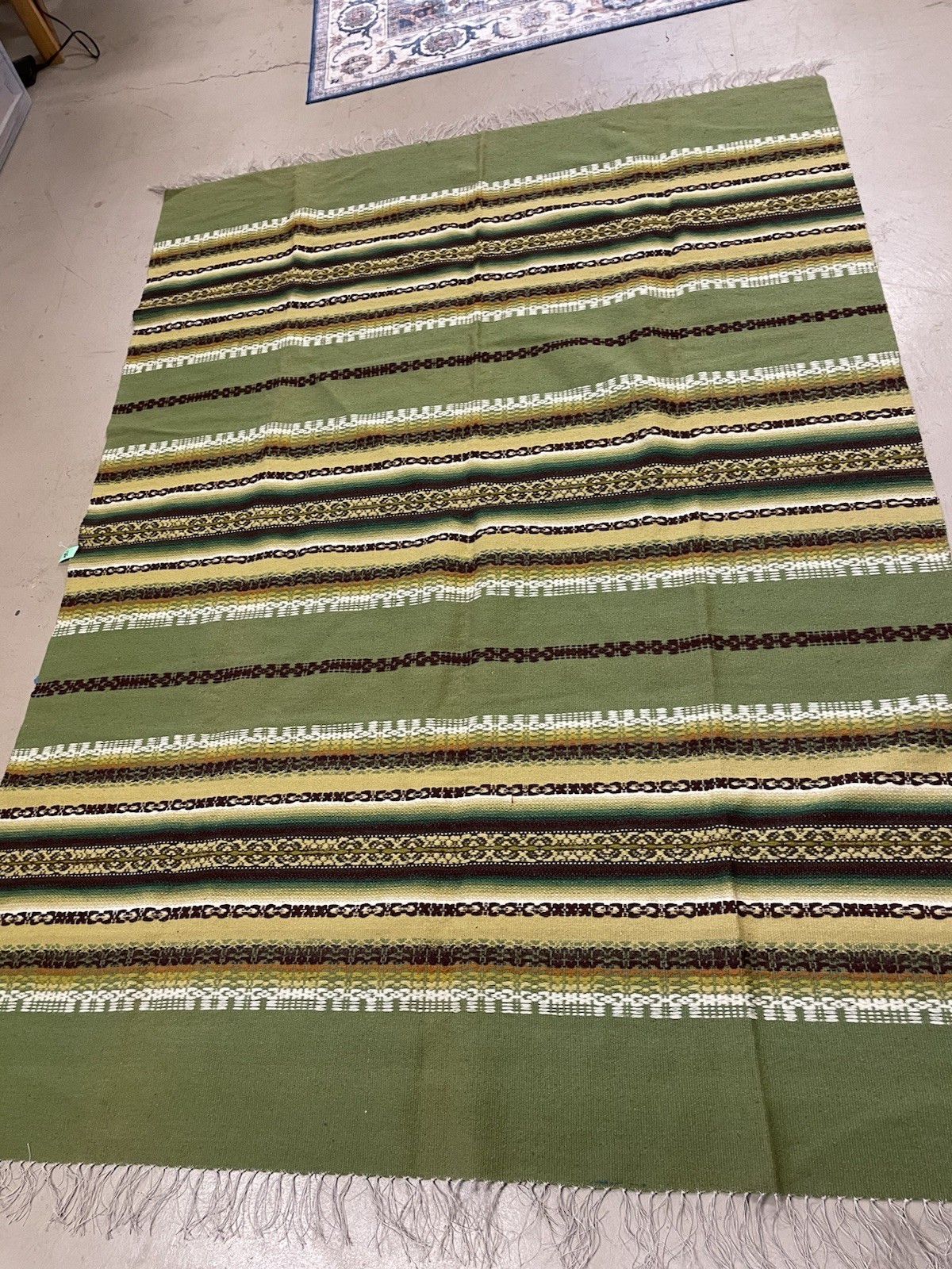 Woven Flat Textile Area Carpet 60×83. Green, Brown, Gold Southwestern,Turkish?