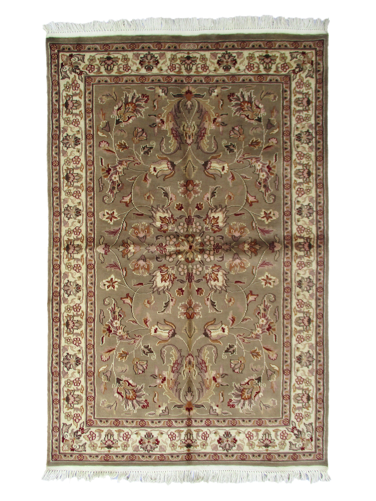 One of a Kind Oriental Authentic Wool Silk Pakistan 4′ 1″ x 6′ 2″ Brown Handmade