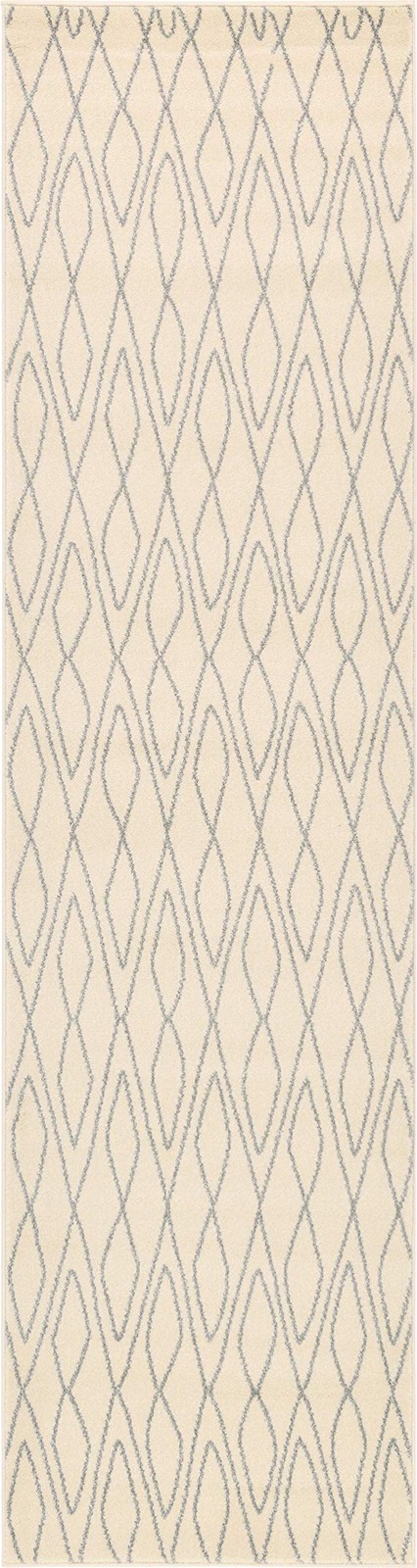 Unique Loom Fez Collection Trellis Runner Area Rug 2′ 7 x 10′ 0 Ivory/Gray