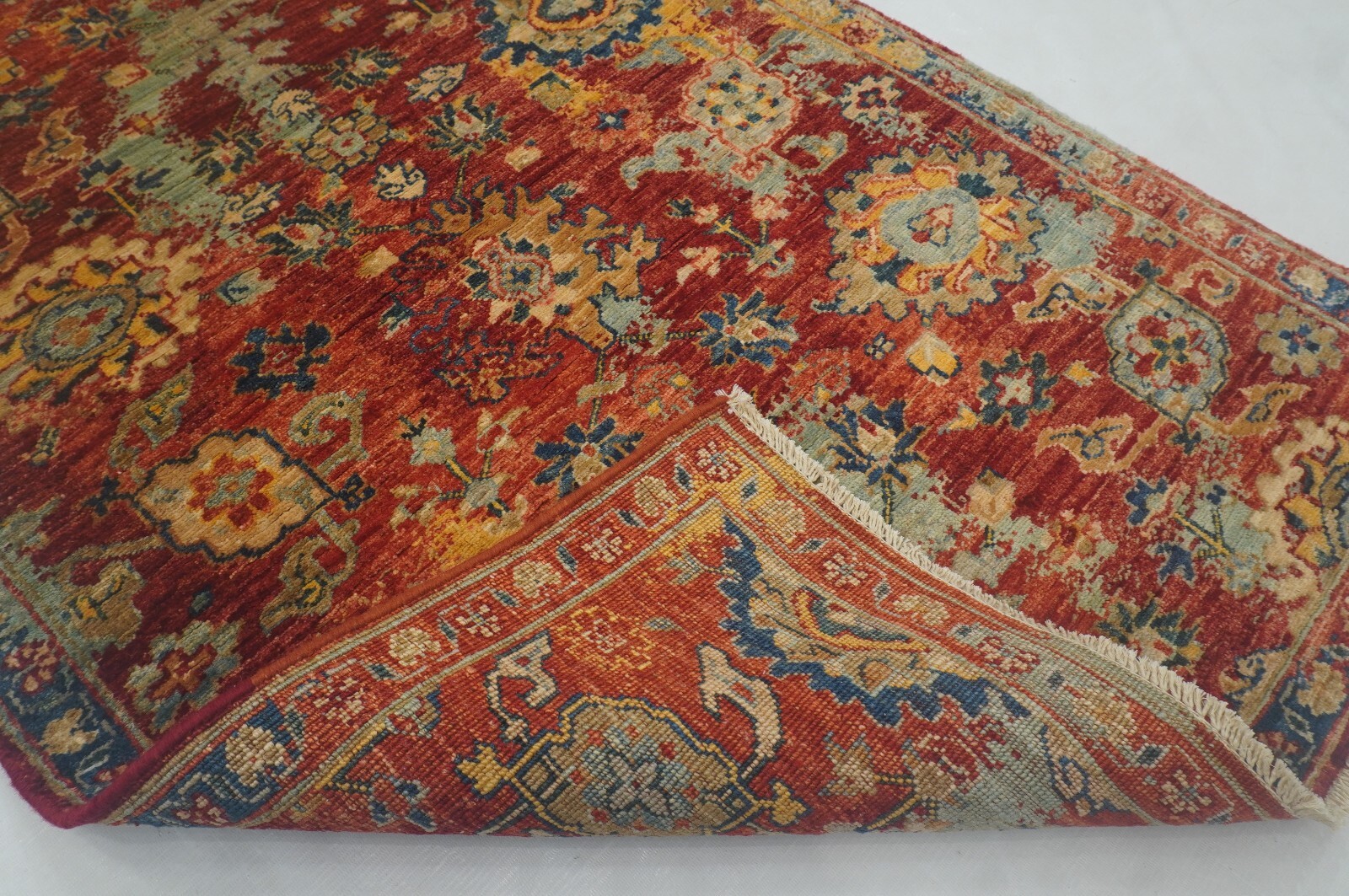 3 x 6 ft Red Bidjar Modern Oriental Afghan Hand Knotted Transitional Area Rug