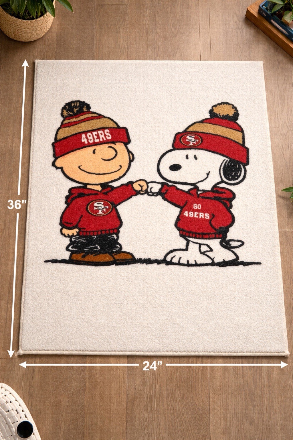 Cartoon Sports Area Rug 24x36in White Red Brown Black Modern Rectangle