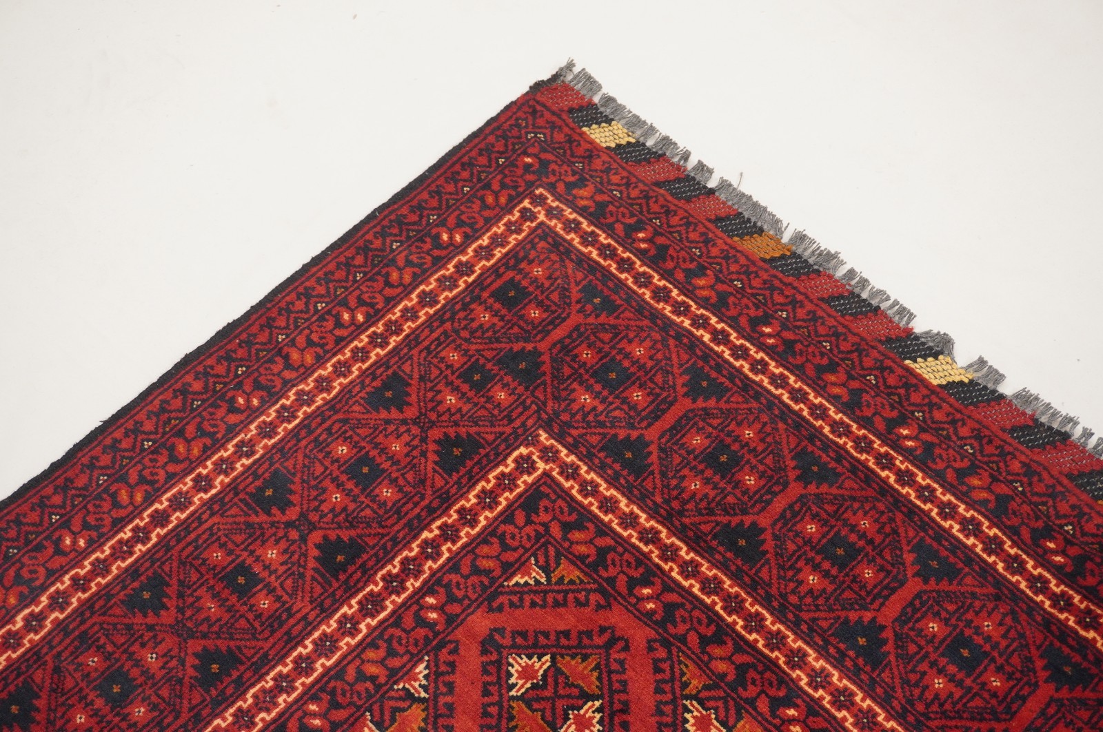 5×6 ft Red Afghan Hand Knotted Wool Oriental Rug