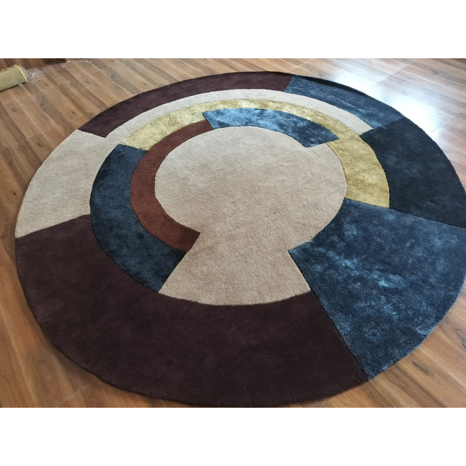 Round Rug, 8 ft Round Rug, Hand Tufted, 9×9 Wool Viscose Carpet, Circle Rug Home