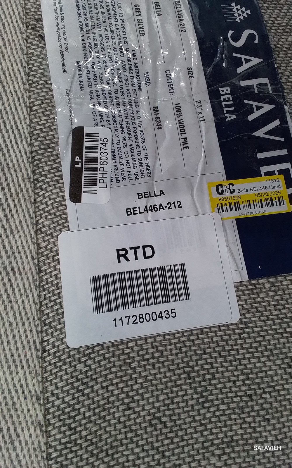 GREY / SILVER 2′-3″ x 12′-0″ Flaw in Rug, Reduced Price 1172800435 BEL446A-212