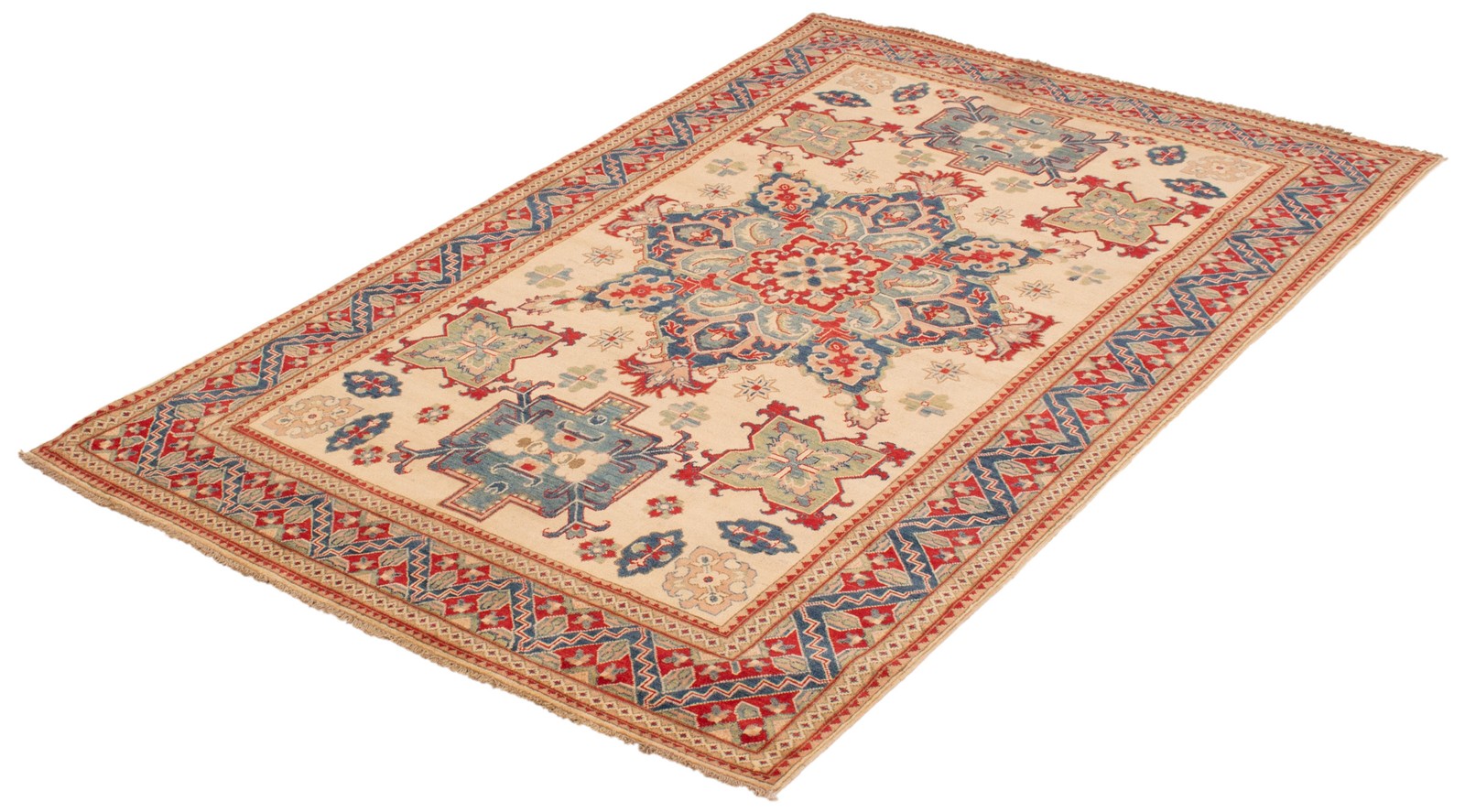 Traditional Cream Hand-knotted Area Rug 6’5″ x 9’7″ Oriental Carpet