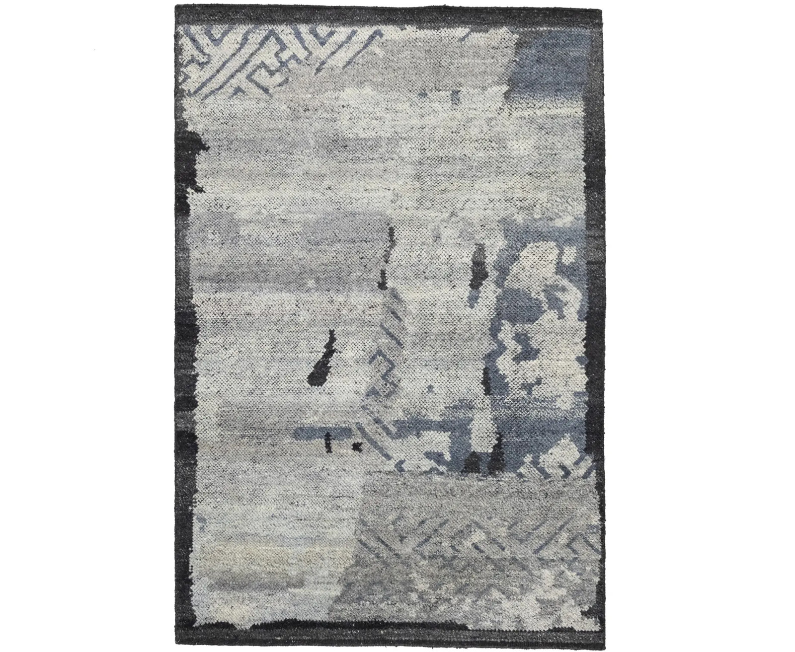Bas-Relief Modern Area Rug 4X6 Gray Wool Hand Knotted Oriental Home Decor Carpet