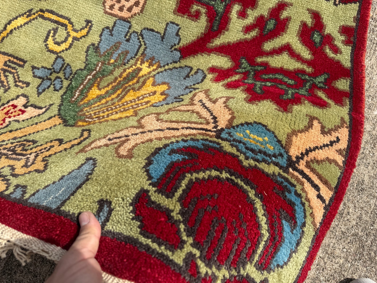 9×12 GREEN HANDMADE ORIENTAL RUG wool handwoven oushak new blue colorful tribal