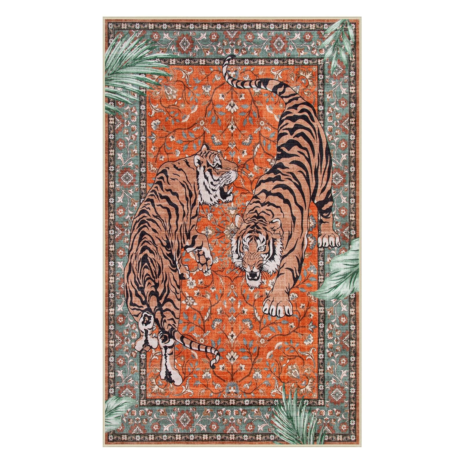 Moynesa Tiger 3×5 Washable Rug, Boho Area Rugs for Entryway, Non Slip Small R…