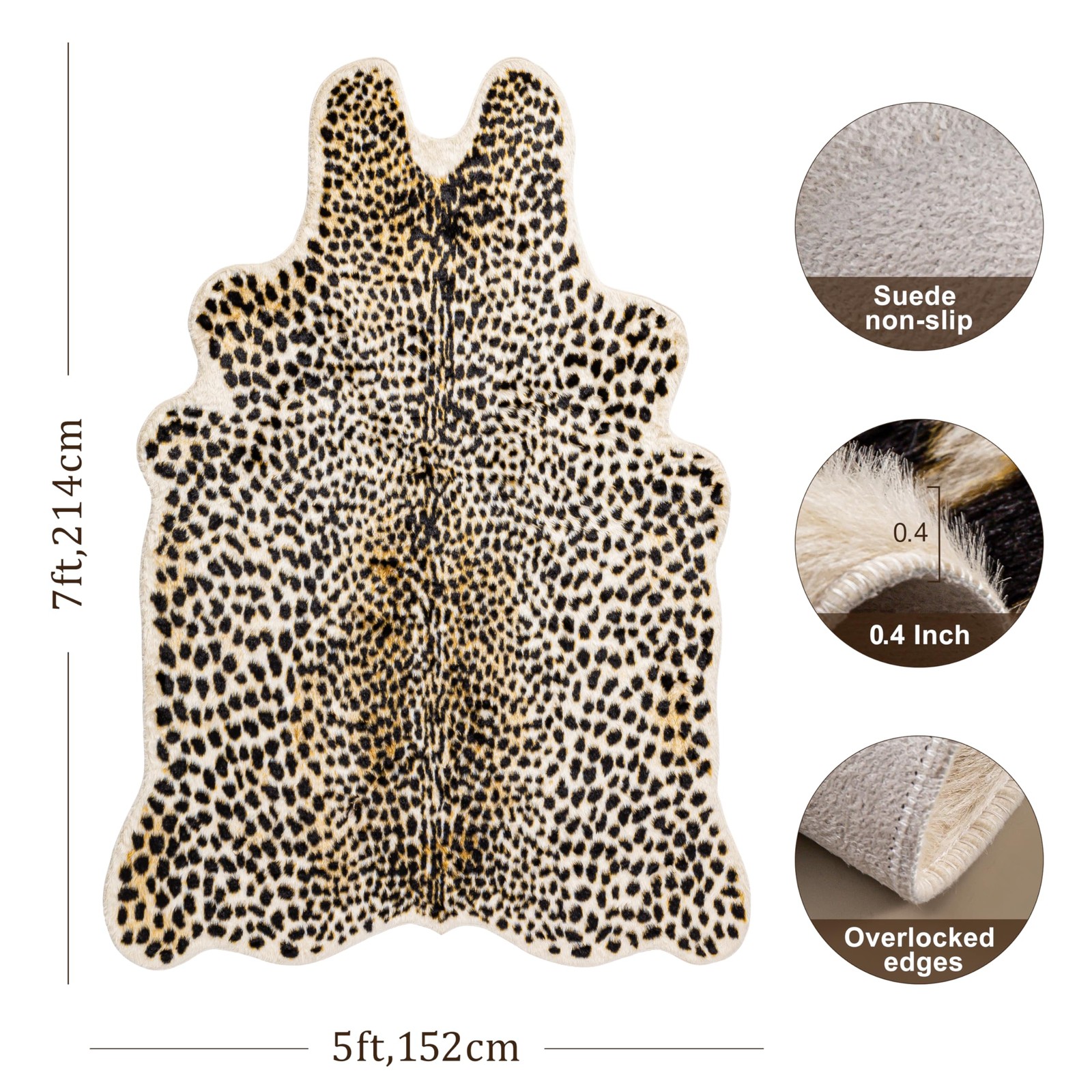 WARM HAVEN Cheetah Print Rug, Leopard Rug 5’2″ x 7′ (Rectangular),