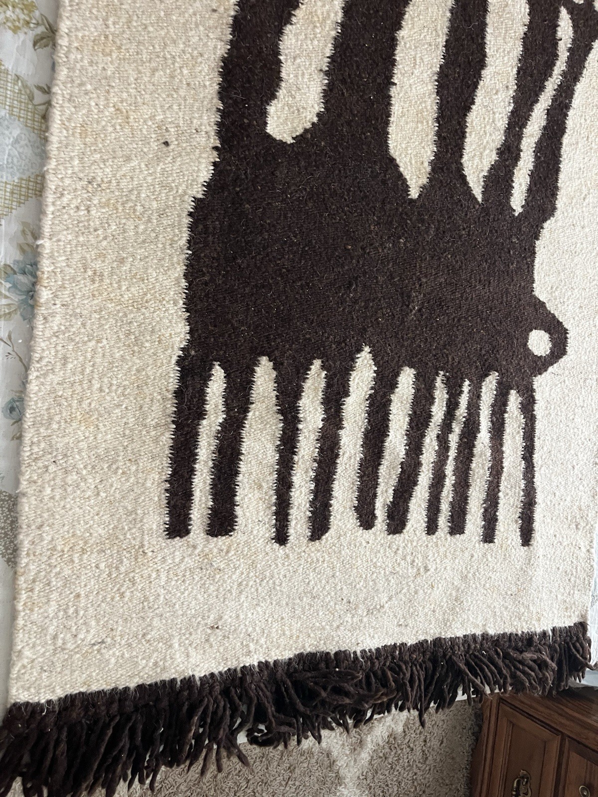 Hand-woven Wool Wall Tapestry Depicting Stylized African Figures