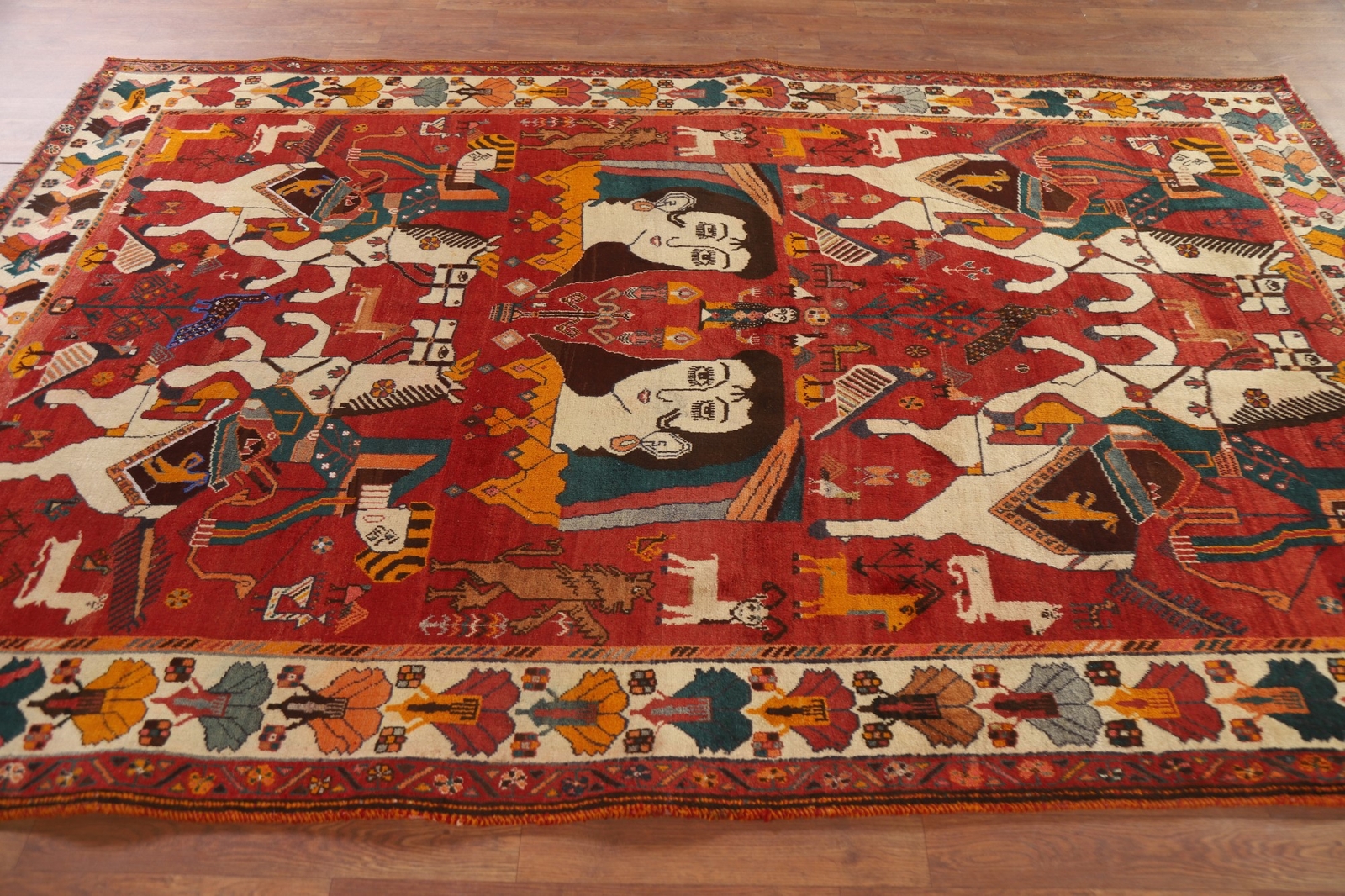 Vintage Tribal Pictorial Kasshkoli Area Rug 6×8 Wool Hand-made Traditional Ru