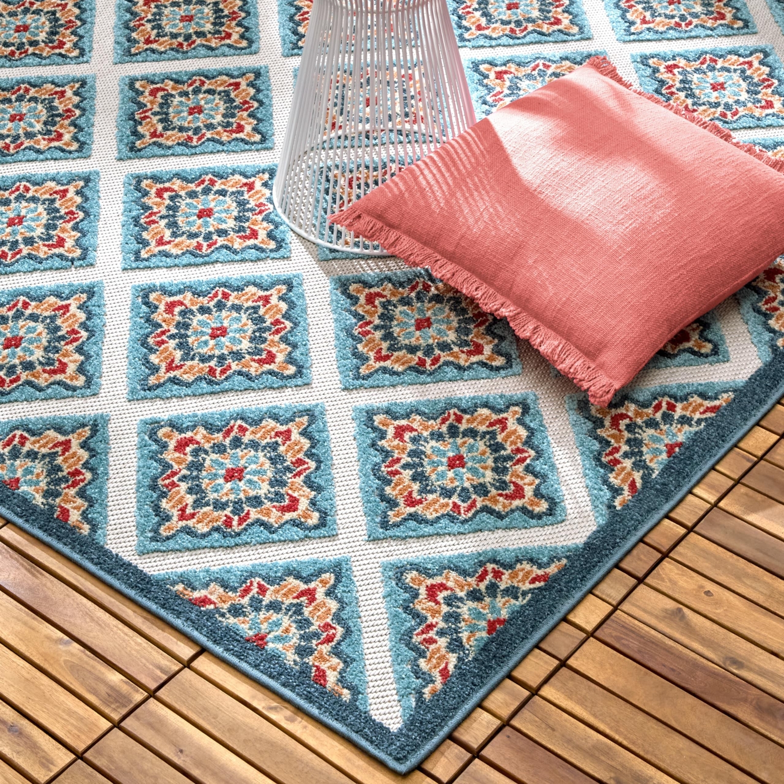 TOWN & COUNTRY EVERYDAY Brooks Retro Geo Indoor Outdoor Area Rug, UV Fade Res…