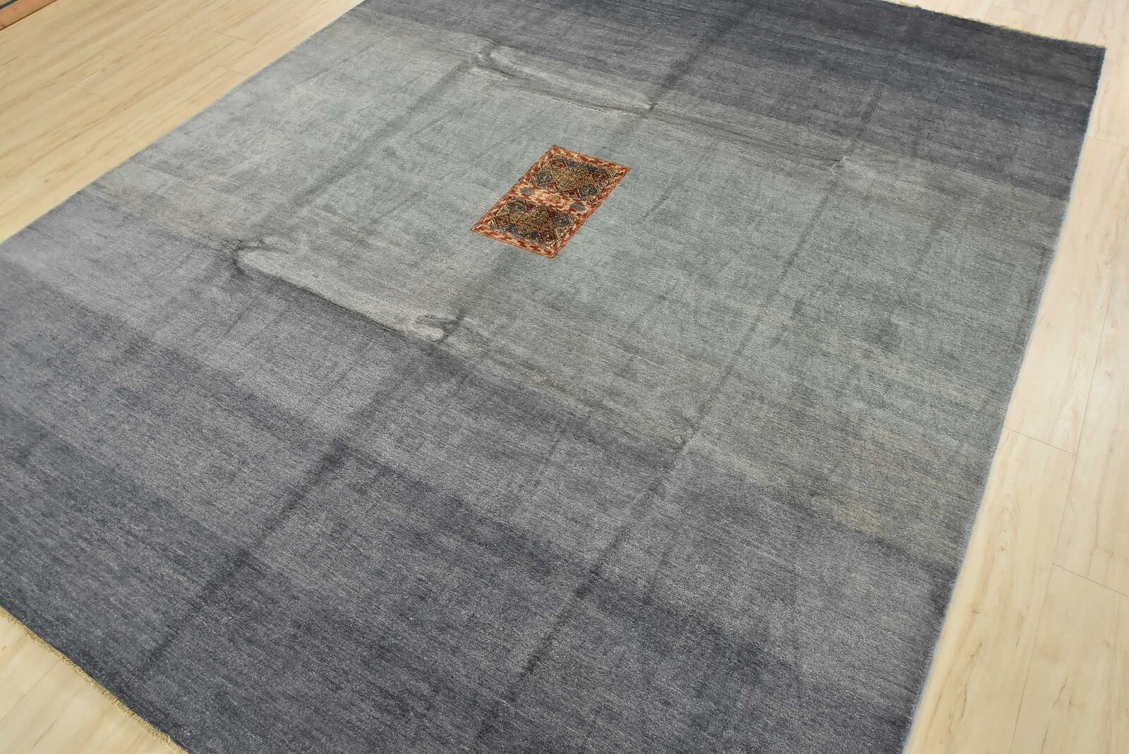 Ombre Gabbeh 8’1” x 10’2” Blue Wool Contemporary Hand-Knotted Oriental Rug