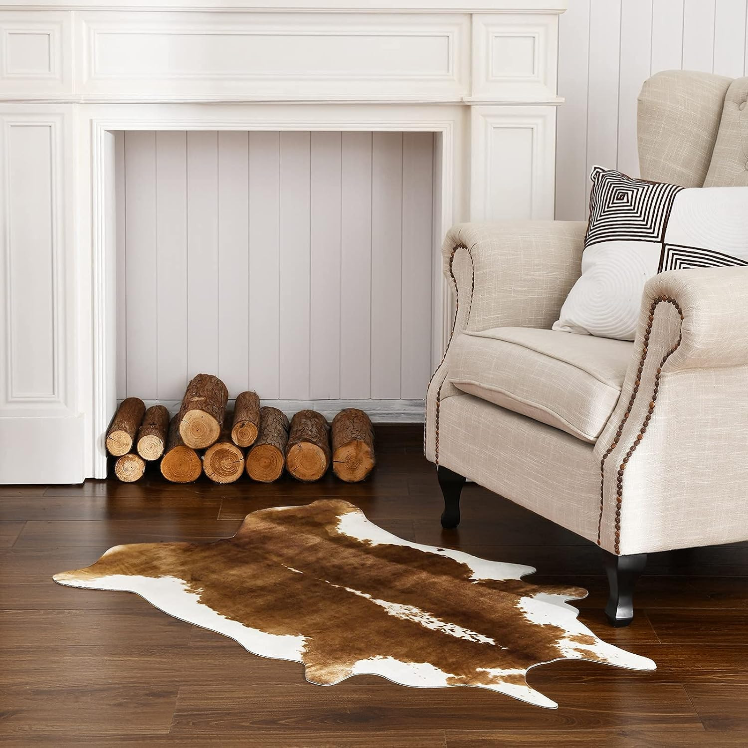 Cowhide Rug, Cute Cow Print Rug for Living Room Faux Cow Hide Animal Print Carpe
