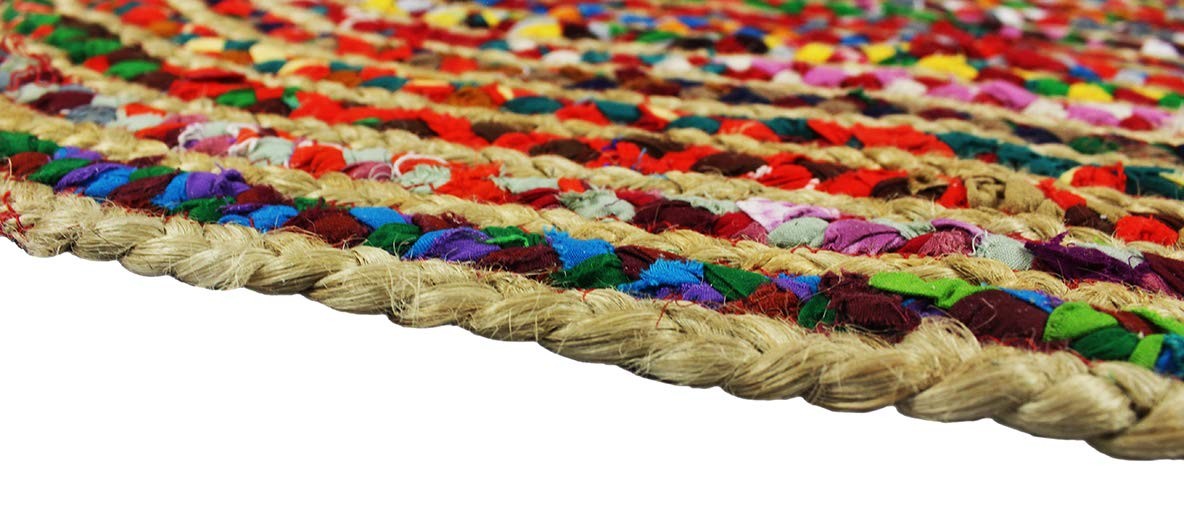 Jute Chindi Braid Rag Rug – Boho Farmhouse Rustic Area Accent Throw Rug – Han…