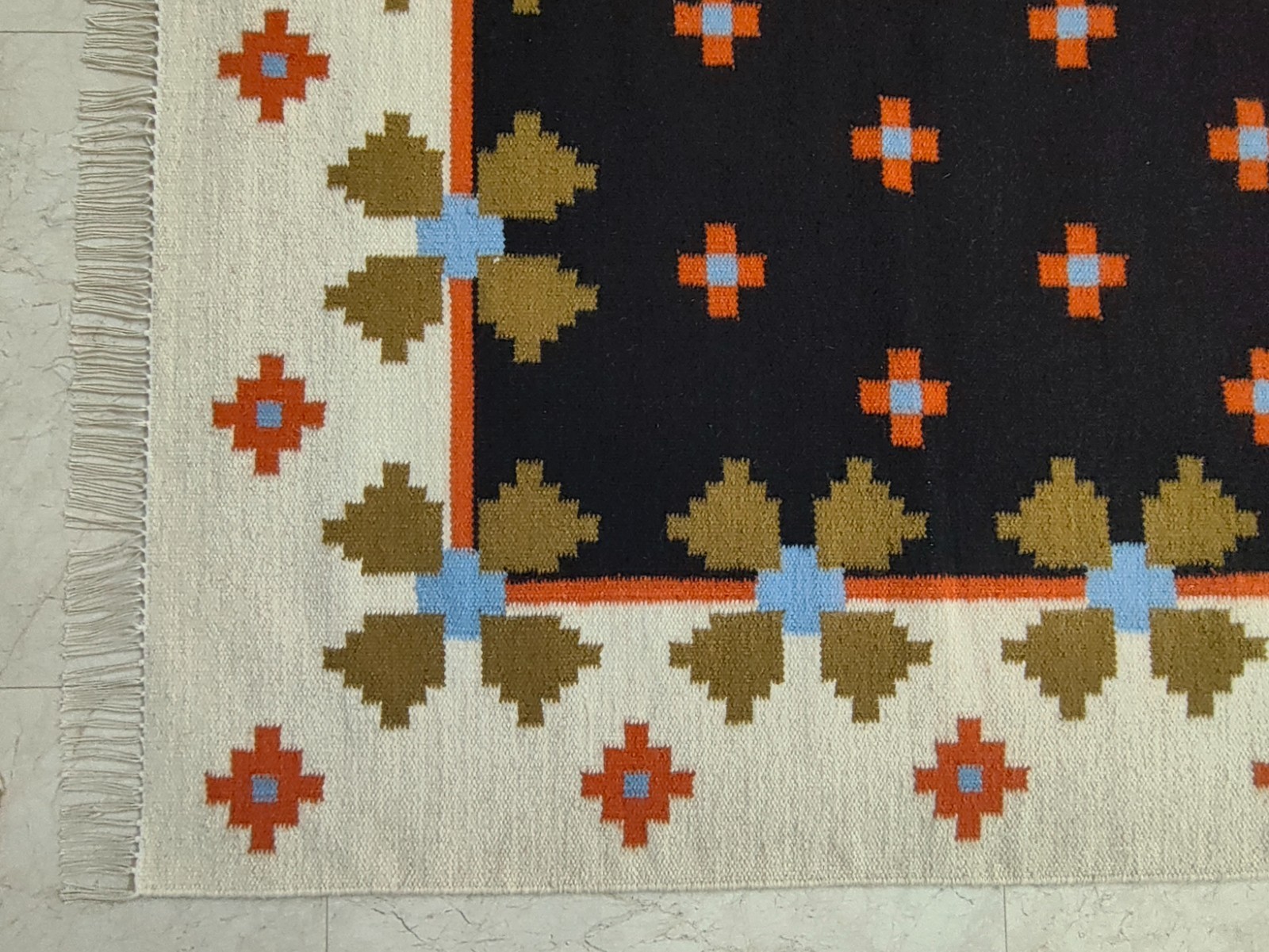 Flatweave Floral Kilim Wool Area Rug Geometric Modern Living Room Rugs Runner