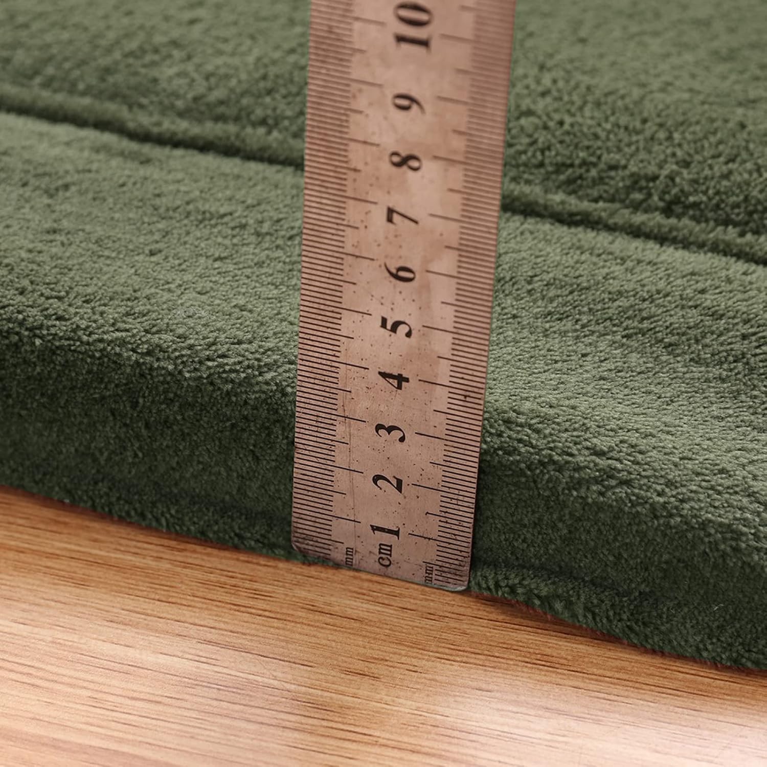Thick Handmade Coral Velvet Tatami Mat – 59″ x 78″ Olive Green Living Room Rug