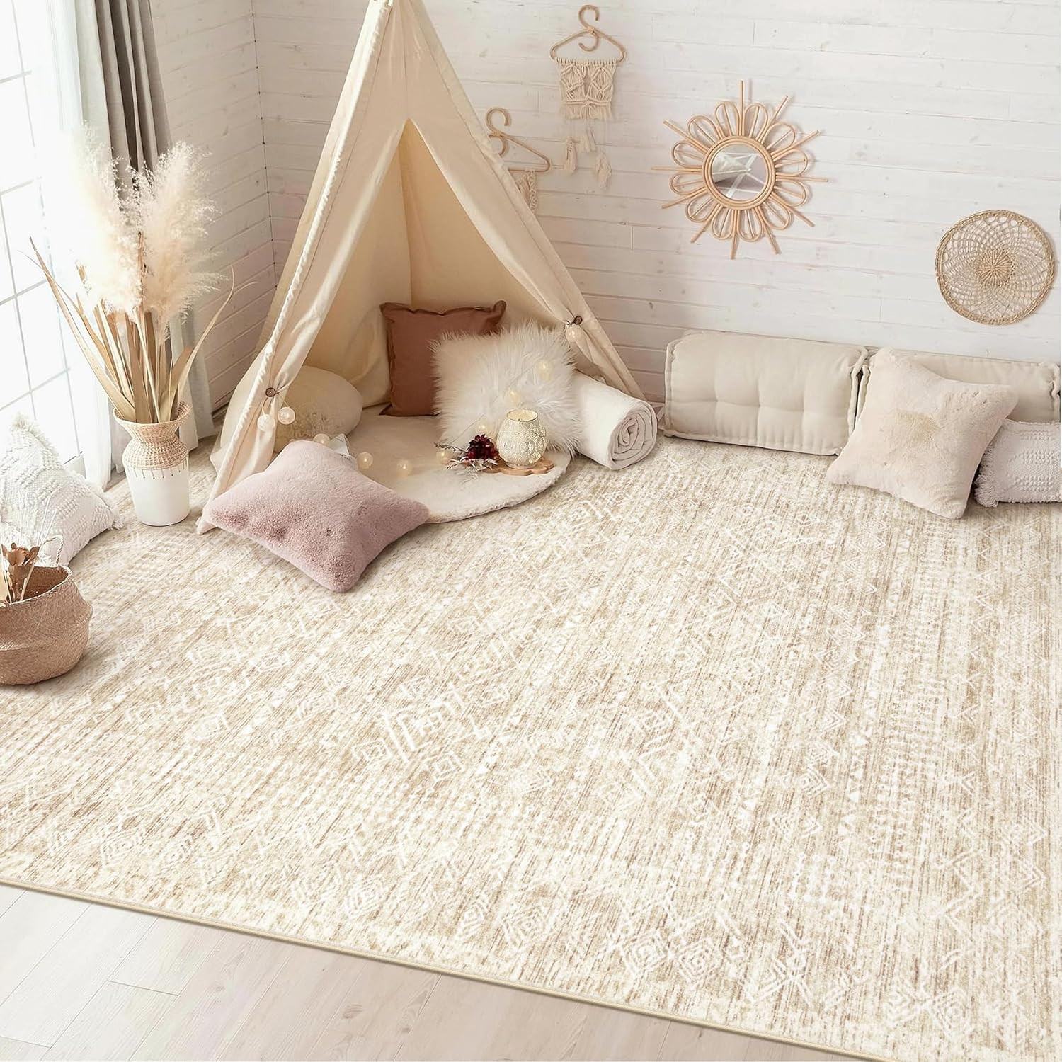 6X9 Area Rugs for Living Room: Washable Moroccan Geometric Boho Rug Farmhouse No