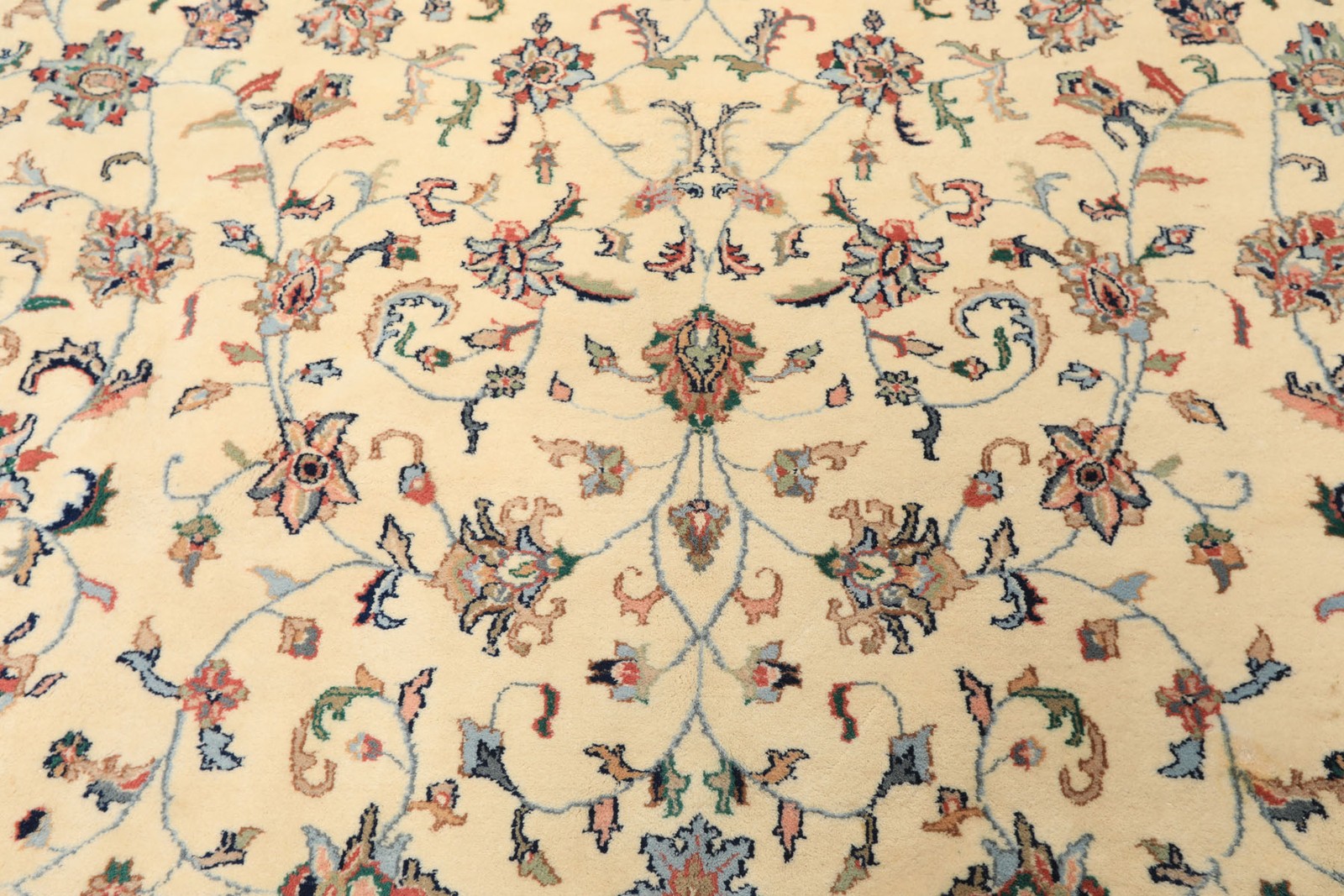 8’8”x12’4” Hand Knotted Wool Ivory Agra Traditional Botanical Plush Pile Rug