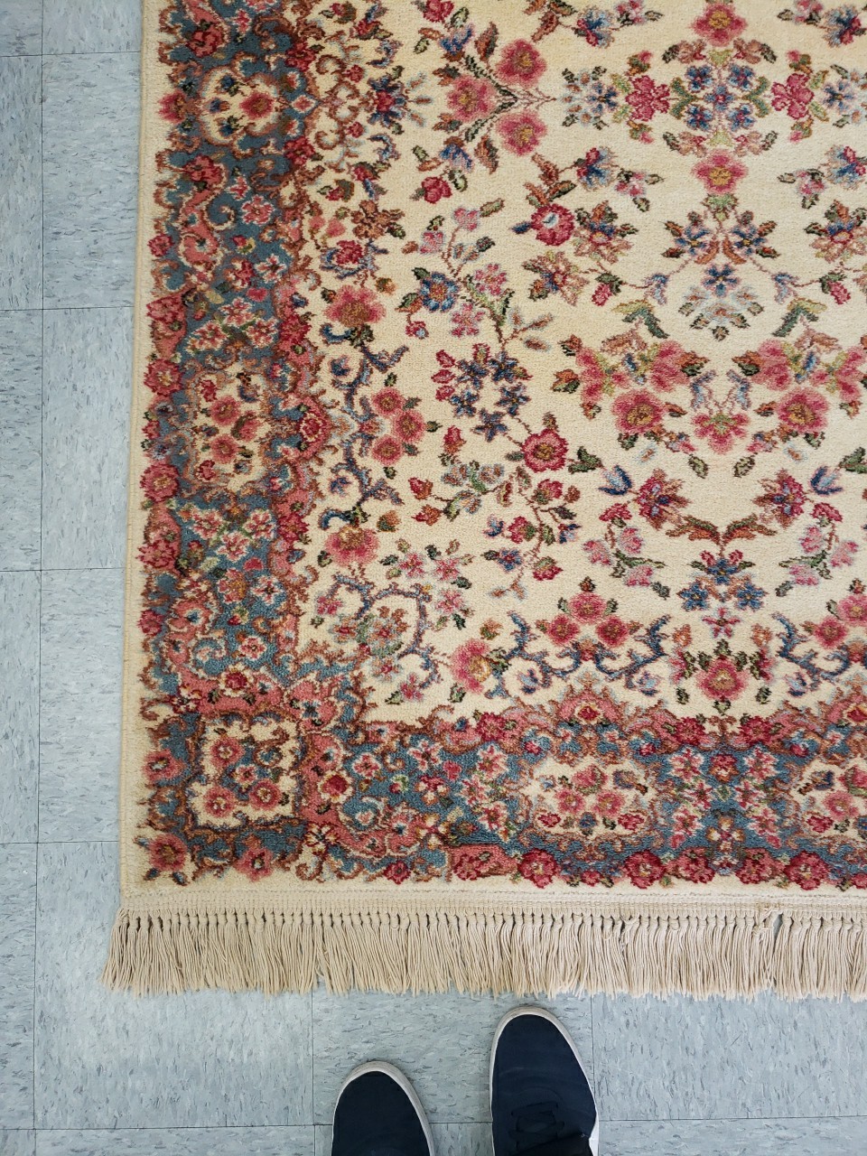 Karastan Ivory Panel Rug #788 700 series 4.3 X 6 WOOL 100% EUC
