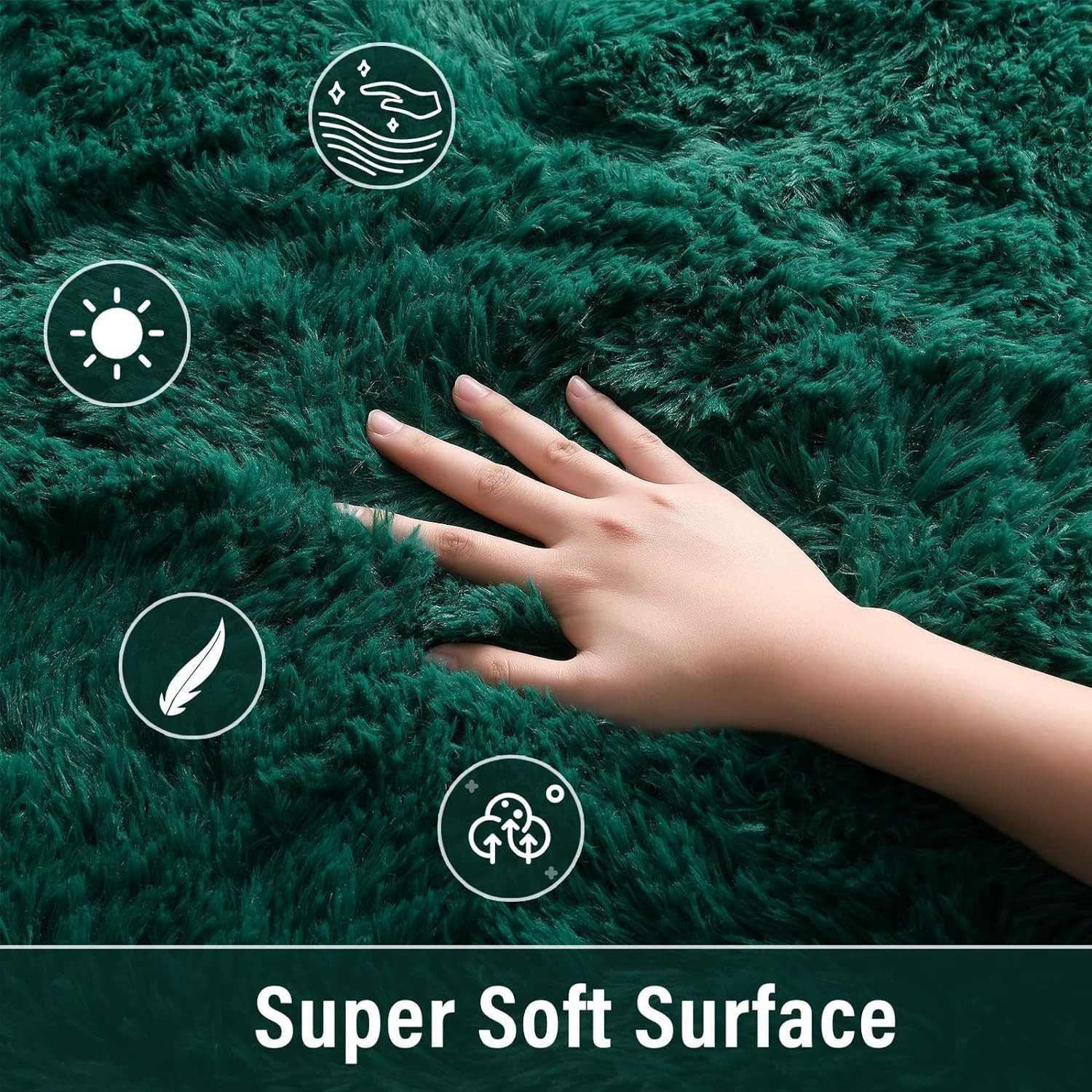 Cozy Deep Green 2×4 Shaggy Rug – Perfect for Holiday Decor & Living Room Accents
