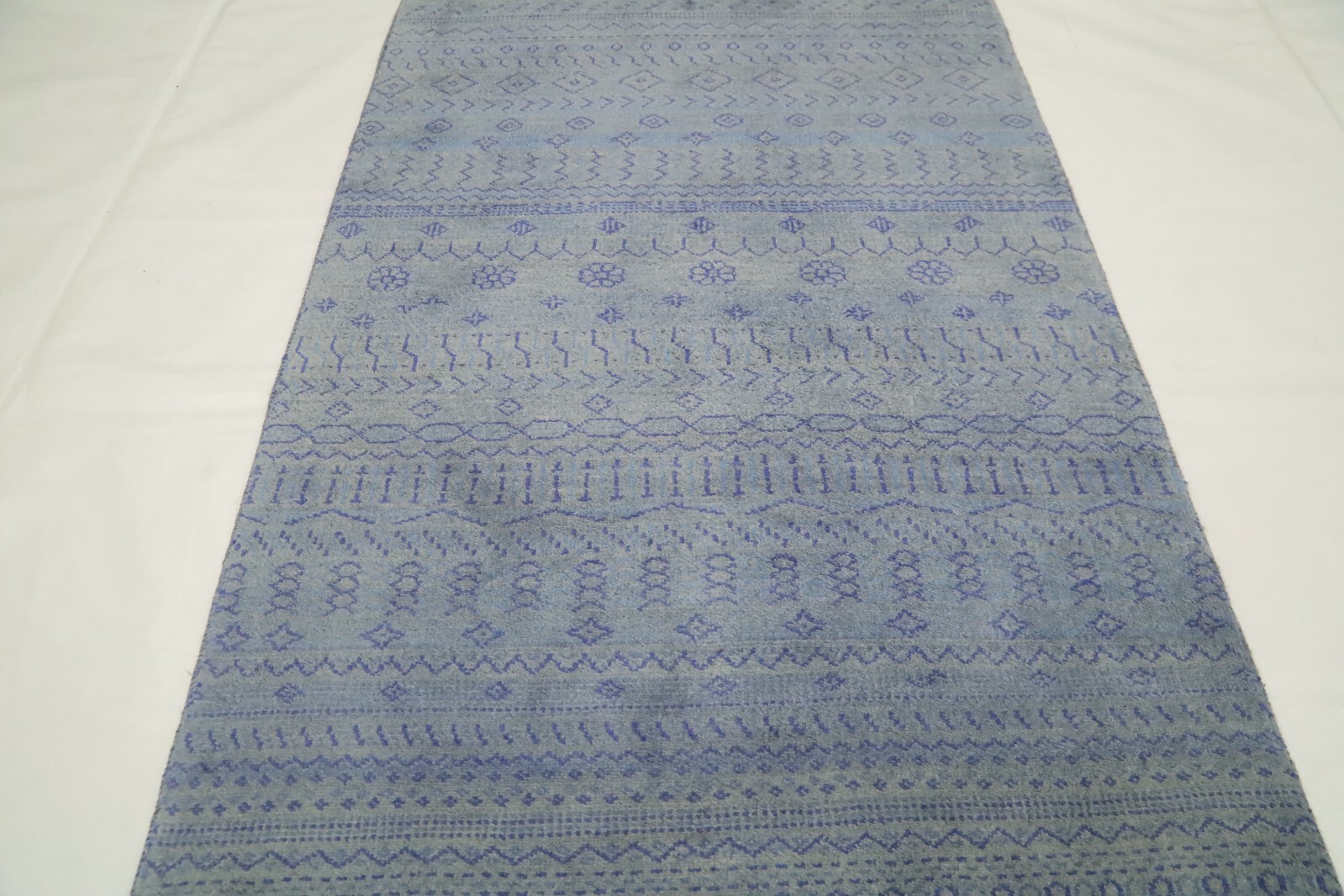 3×5 Ft Gray Afghan Hand Knotted Gabbeh Striped Authentic Wool Area Rug