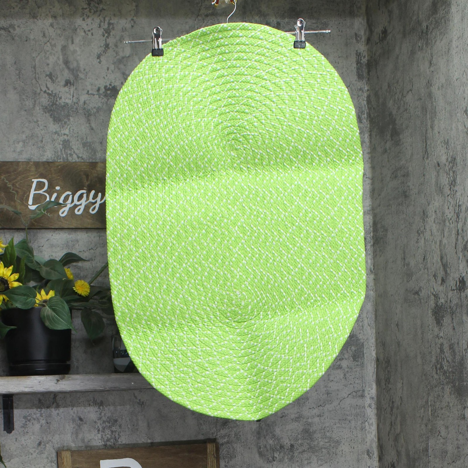 Better Trends Collection Oval Reversible Area Rug Chartruese Bright Green 20×30