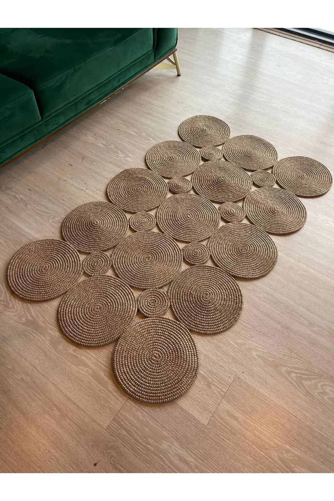 Straw Jute Knitting Circles Pattern Rug Special Design Carpet