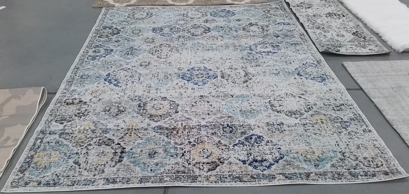IVORY / AQUA 8′-0″ x 10′-0″ Back Stain Rug, Reduced Price 1172772730 MAD611A-8