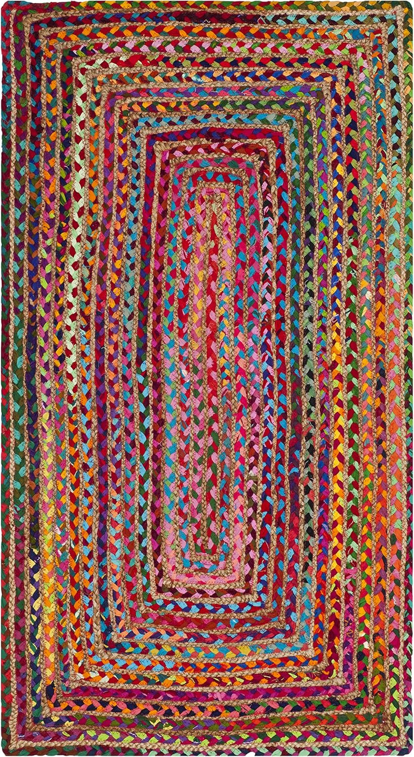 Cape Cod Collection Area Rug – 2’3″ X 4′, Red & Multi, Handmade Jute & Cotton, W