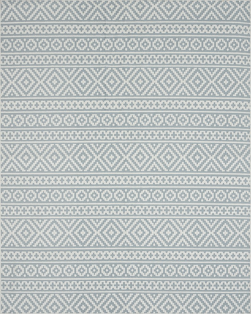 2×7 Blue Outdoor Banded Rows Geometric Runner BRZ1106 – Aprx 2′ 2″ x 7′ 3″