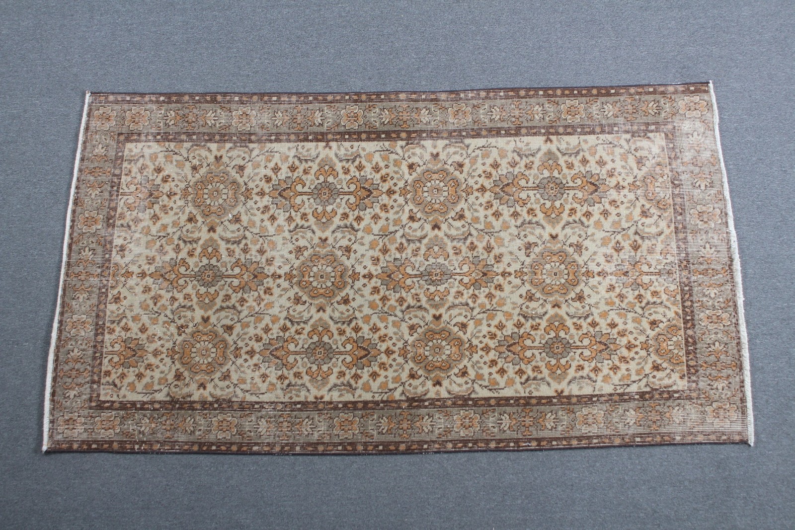 Turkish 3,7×6,8 ft Area Rug, Vintage Rug, Brown Oriental Rug