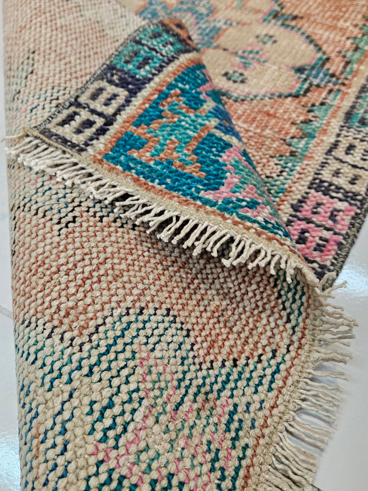 Vintage Turkish Wool Rug (1.9 x 4 ft) Orange Bohemian Accent Rug