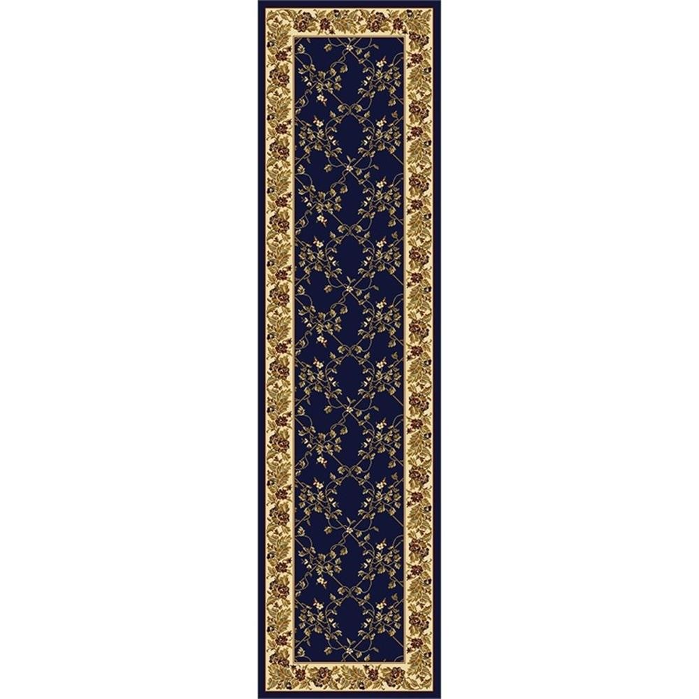 Pemberly Row Traditional 2’2″ x 8′ Rectangular Fabric Rug in Blue