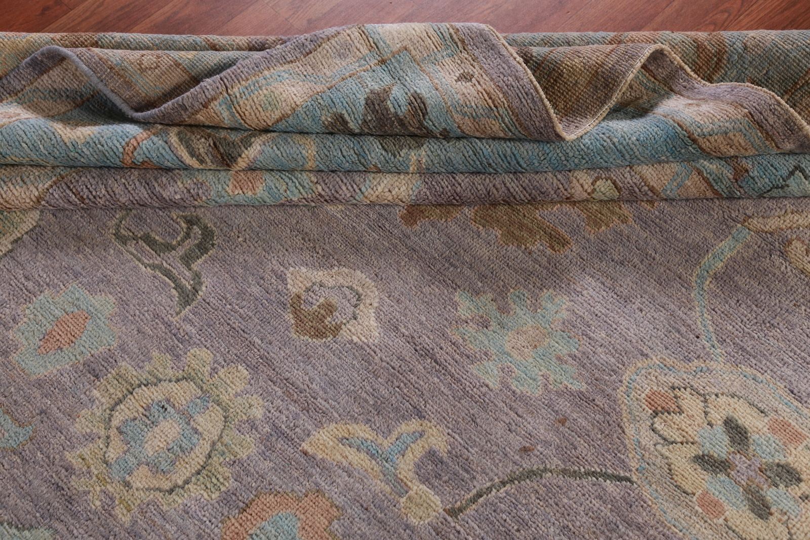 Purple/ Blue Vegetable Dye Handmade Oushak Turkish Living Room Rug Wool 8×10 ft
