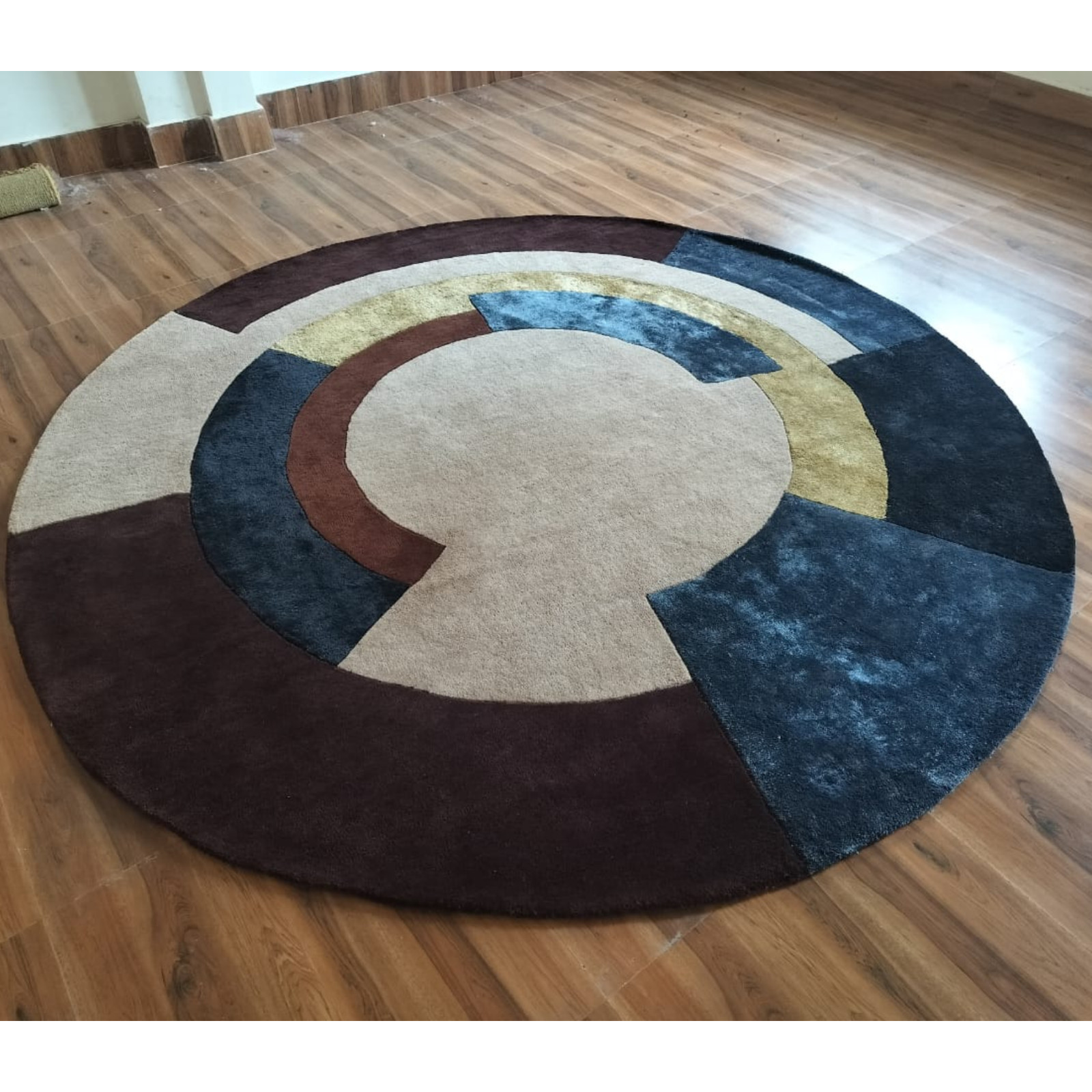 Round Rug, 8 ft Round Rug, Hand Tufted, 9×9 Wool Viscose Carpet, Circle Rug Home