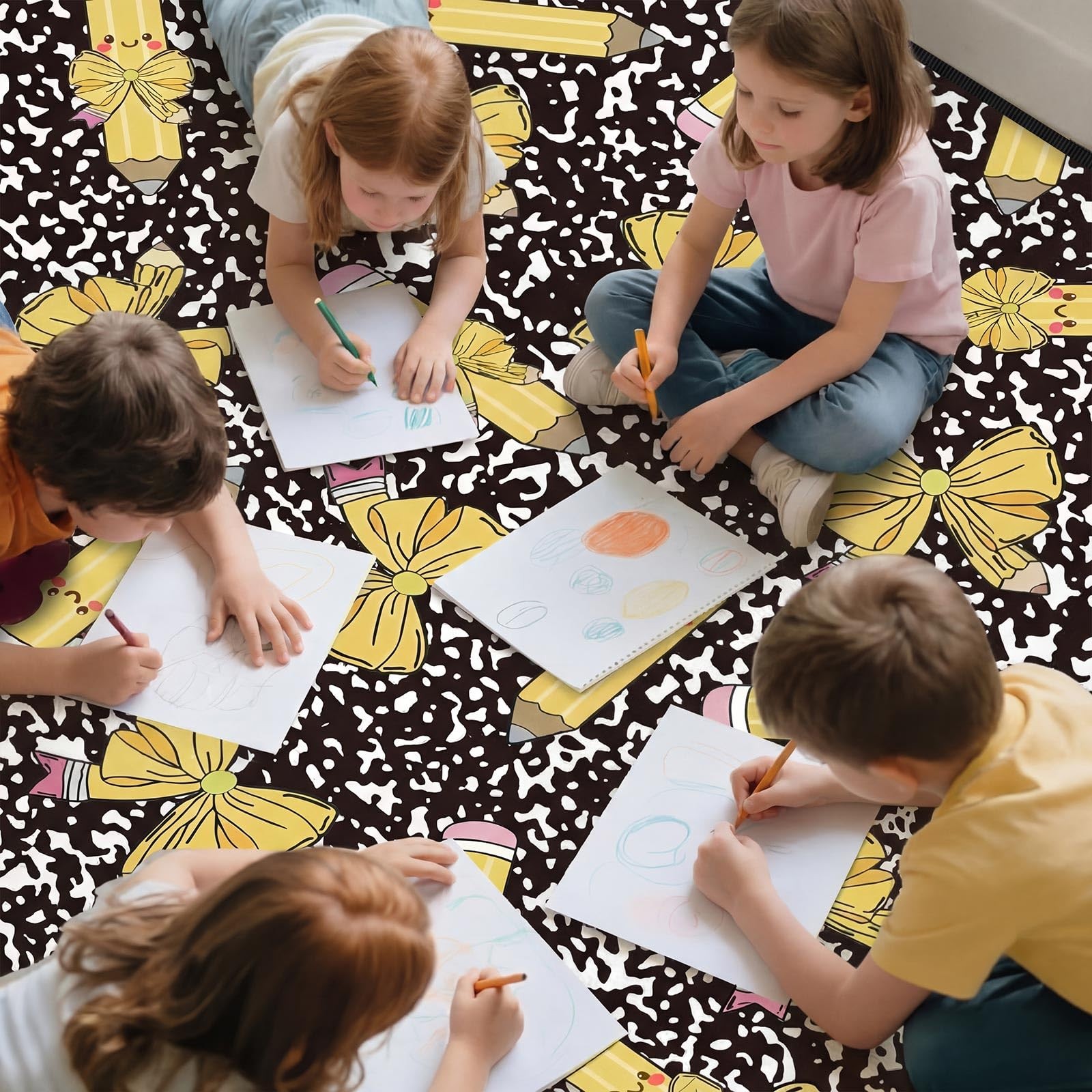 Teenyyou 5 x 7.6ft Large Classroom Rug with Bow Pencil Elementary Educational…