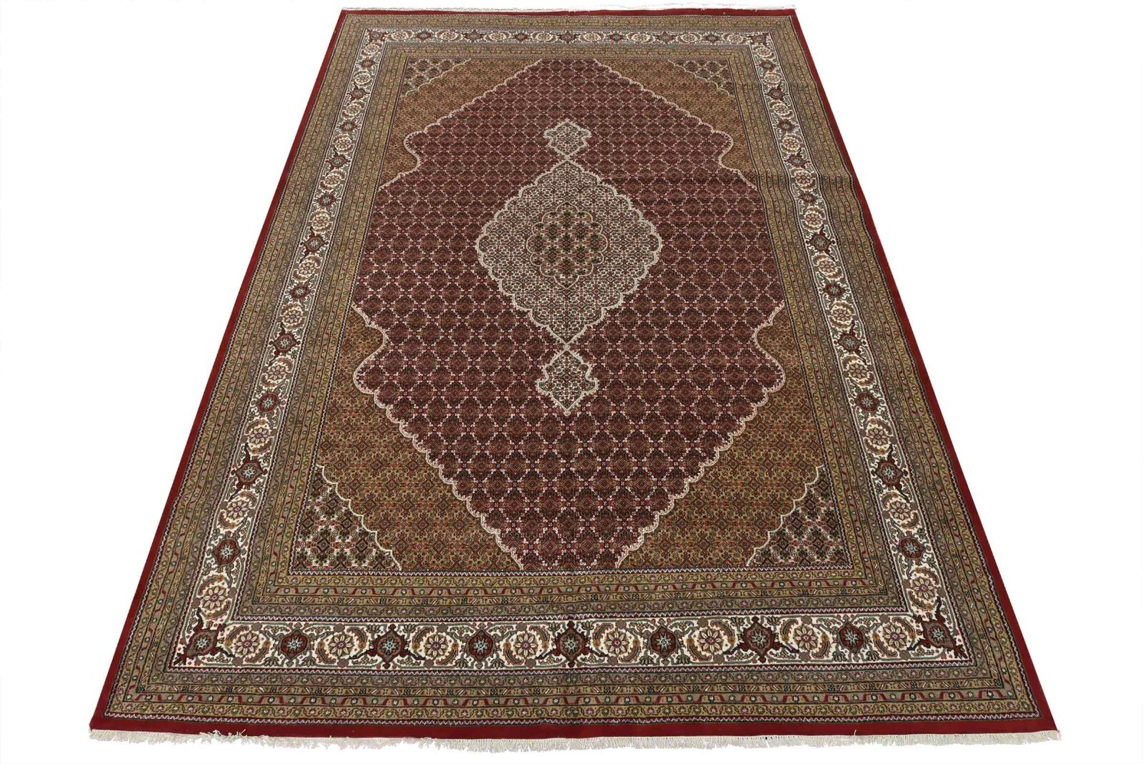 Fine Oriental Rug 9’10” x 13’11” Red Wool Traditional Hand-Knotted Carpet