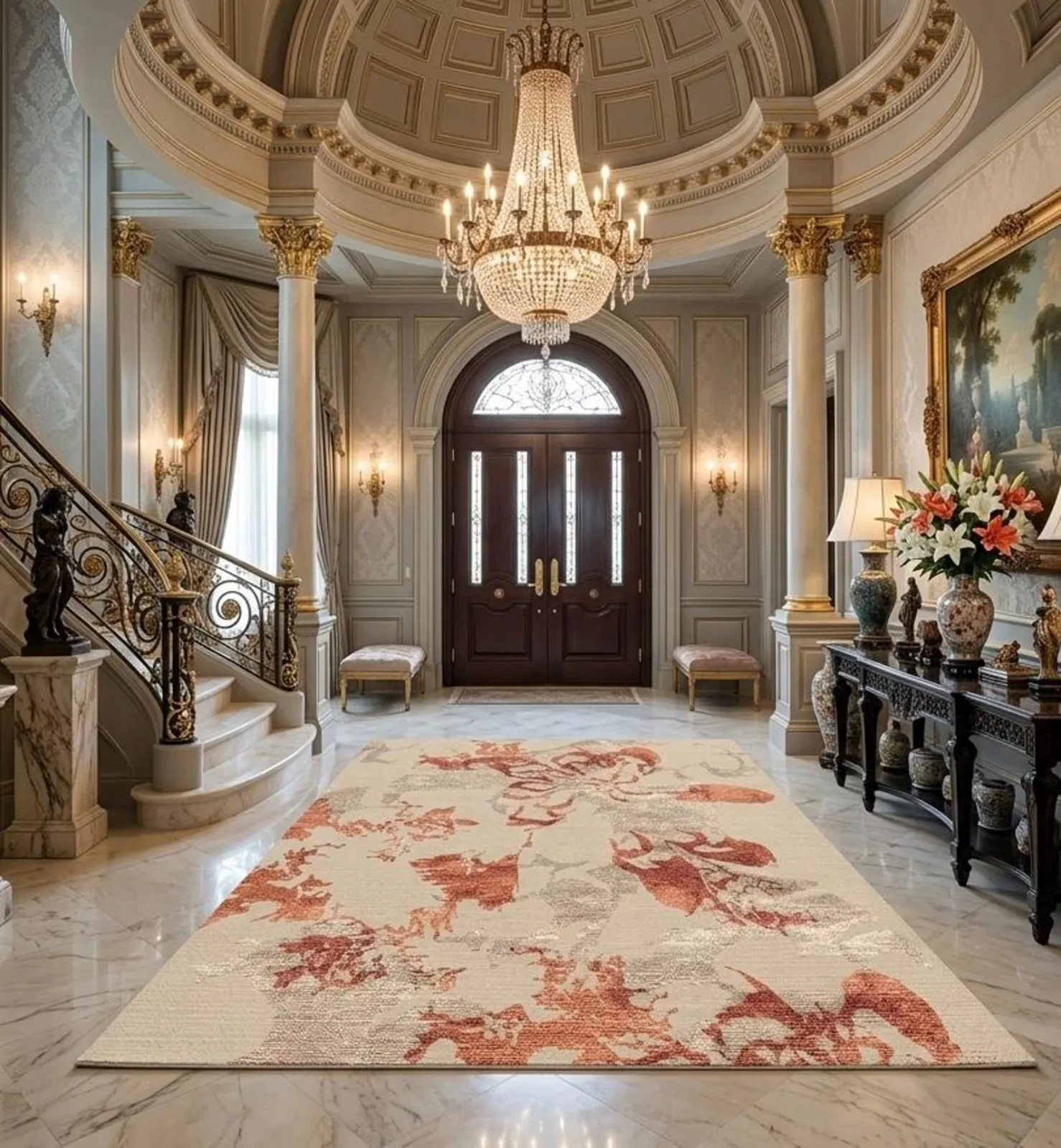 New Zealand Wool Silk Rug, Hand Tufted Luxury Rug, Abstract Designer Carpet
