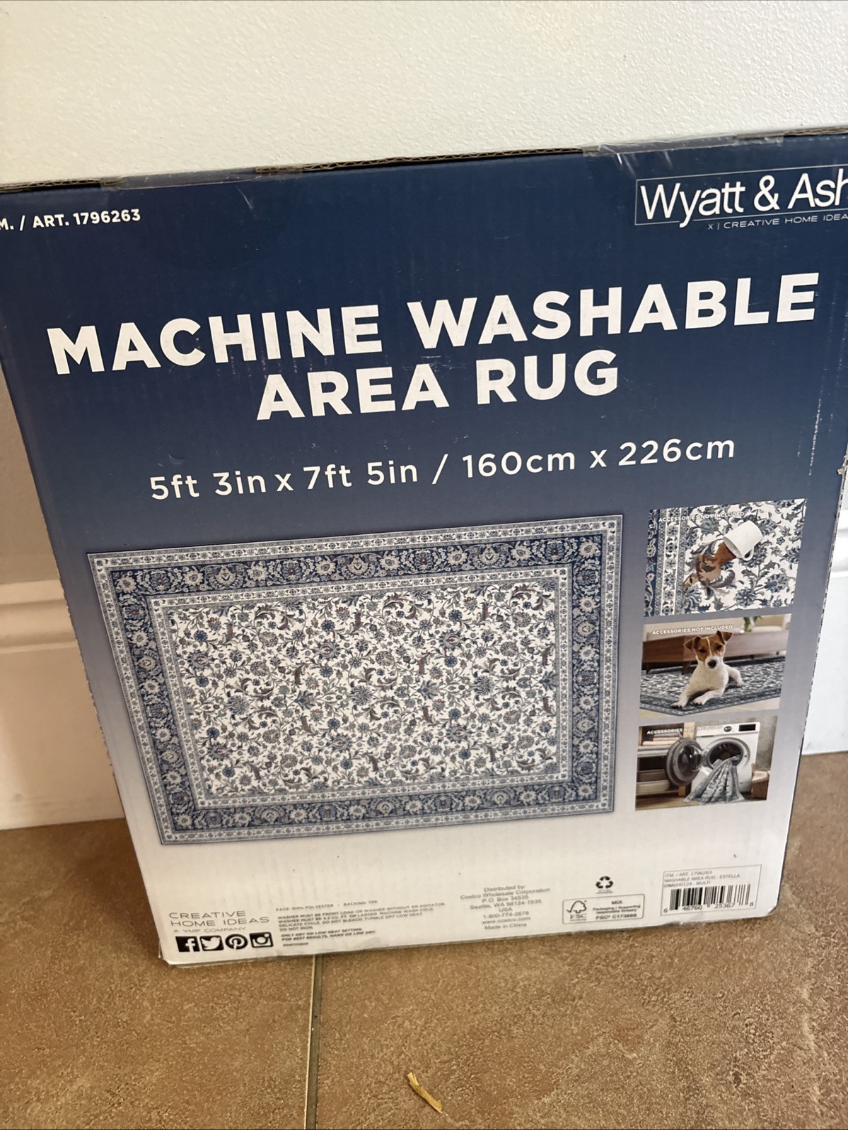 New Wyatt & Ash Machine WASHABLE Indoor Area Rug, Estella 5ft 3in x 7ft 5in