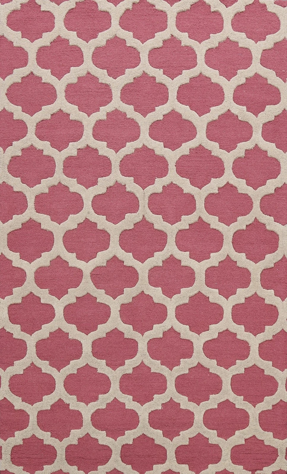 Trellis Pink/ Ivory Area Rug 5×8 Wool Hand-tufted Home Decor Carpet Rug